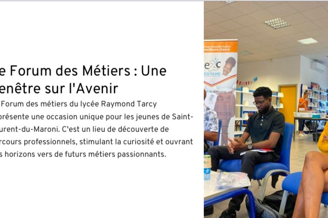 L’Ecole de la Deuxième Chance au Forum des Métiers vu par Schubert (ancien stagiaire et nouvellement apprenti au sein de l’E2C Guyane).